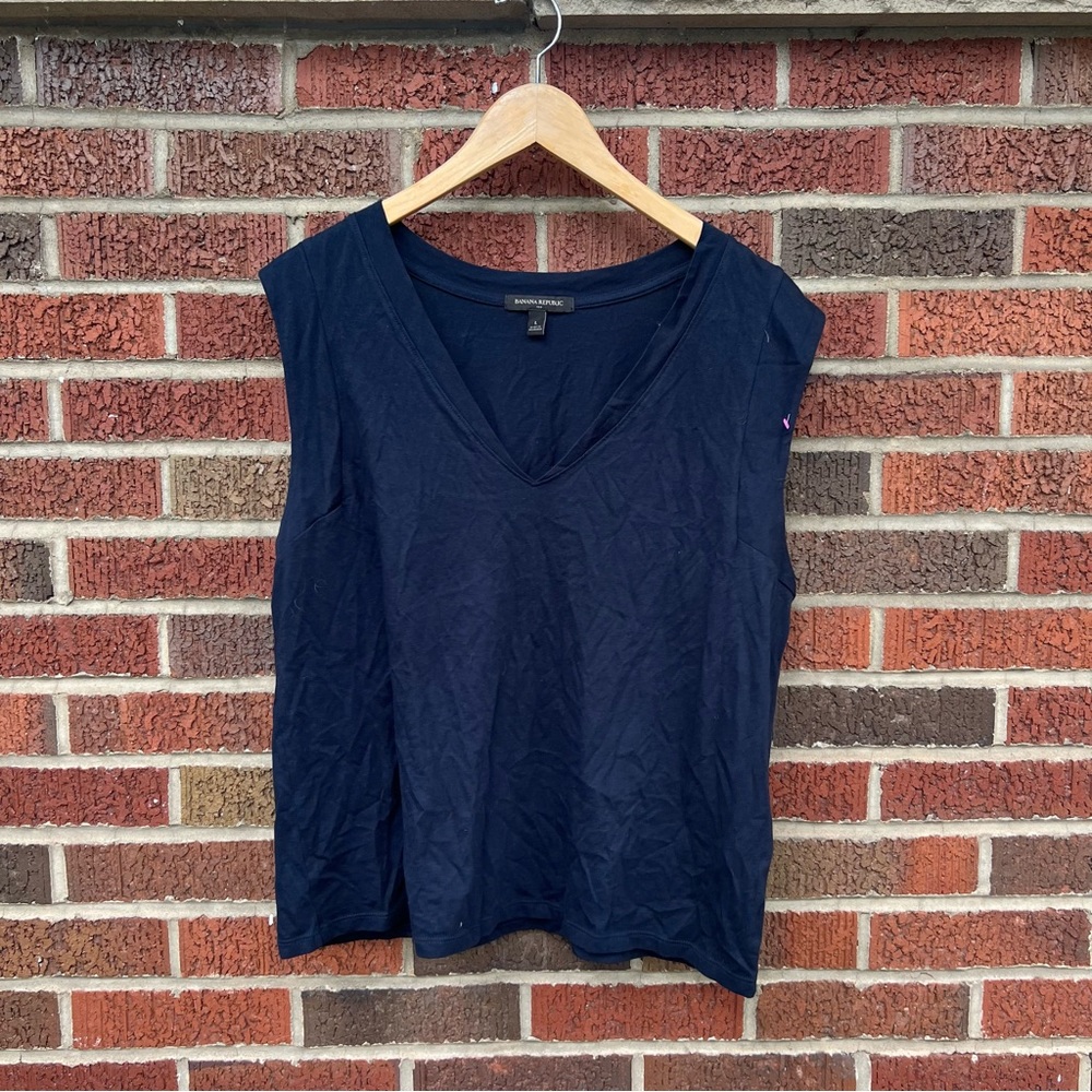 Banana Republic Navy Blue Deep V Neck Sleeveless Tank Top